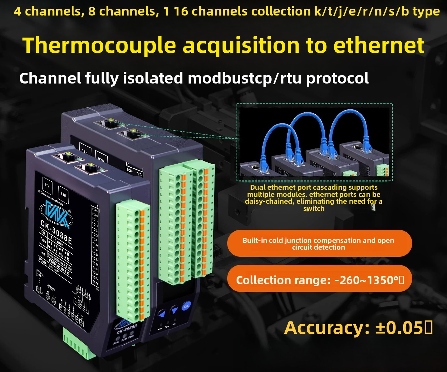 Power Over Ethernet - Modulo di temperatura a 8 canali